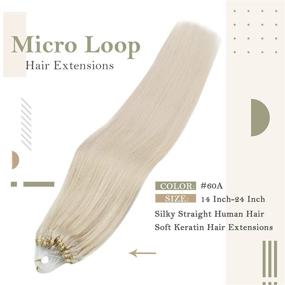 img 1 attached to Sunny Micro Loop Hair Extensions Platinum Blonde: Real Human Hair, Micro Beads, 50g, 14 inch