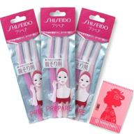 ft shiseido facial razor for women - pack of 9 - dermaplaning tool with original oil blotting paper - gentle on skin for peach fuzz removal logo