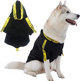 img 4 attached to 🐶 COUTUDI Printed Yellow Stripe Dog Hoodie – Casual Puppy Pullover Outfit for All Breeds – Black Pet Shirt – Stylish Dog Clothes