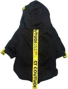 img 1 attached to 🐶 COUTUDI Printed Yellow Stripe Dog Hoodie – Casual Puppy Pullover Outfit for All Breeds – Black Pet Shirt – Stylish Dog Clothes