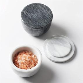 img 1 attached to 🧂 Marble Salt and Pepper Cellar Set with Spoon | Salt Box Set in Black and White | by Jalz Jalz