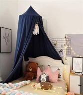 🏰 mengersi kids bed canopy play tent: round dome, indoor/outdoor mosquito net, castle hanging house for decoration & reading nook (dark blue) logo