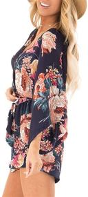 img 1 attached to 🌸 Relipop Women's Floral Print Long Baggy Sleeve Jumpsuit with Waist Tie Knot: Stylish and Loose Short Romper