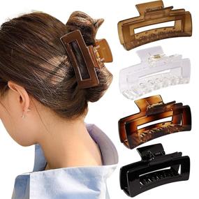 img 4 attached to 🌸 WHAVEL Large Hair Claw Clips: Stylish 4.2-Inch Rectangle Acrylic Clips for Women & Girls