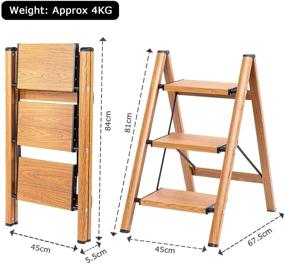 img 1 attached to 🔲 Деревянная ступенька-редан с алюминиевой полкой - легкая, складная, противоскользящая и широкая педаль для экономии места в доме и на кухне.