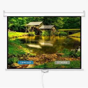 img 1 attached to 🎥 TRMESIA 84in 16:9 Manual Pull Down Projector Screen - Wrinkle-Free Fabric for Home Theater, Office & Indoor Use - Ceiling & Wall Mounted