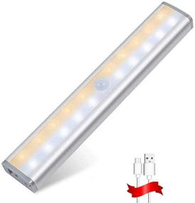 img 4 attached to 🔋 Battery Operated Closet Lights, 20 LED Wireless Wardrobe Light with USB Rechargeable, Portable Motion Sensor Night Light for Kitchen Cupboard Pantry, Cabinet Counter, Hallway Stairs, Bathroom