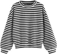 👚 chic and cozy: floerns women's drop shoulder striped long sleeve sweatshirt logo