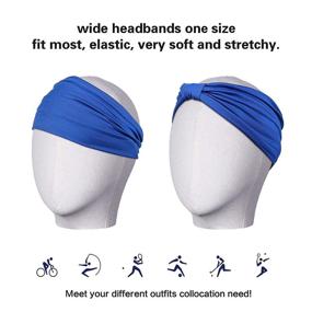 img 1 attached to 🧣 Gili 6 Pack Wide Headbands for Women - Non Slip Soft Elastic Hair Bands for Yoga, Running, Sports, Workout, Gym - Head Wraps with Knotted Cotton Cloth - African Turbans Bandana - Includes 6 Hair Ties