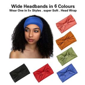 img 2 attached to 🧣 Gili 6 Pack Wide Headbands for Women - Non Slip Soft Elastic Hair Bands for Yoga, Running, Sports, Workout, Gym - Head Wraps with Knotted Cotton Cloth - African Turbans Bandana - Includes 6 Hair Ties