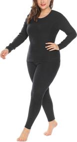 img 2 attached to 👚 IN'VOLAND Plus Size Fleece Lined Thermal Underwear: 2-Piece Long Johns Set for Women's Base Layer Comfort