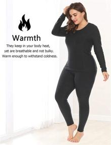 img 3 attached to 👚 IN'VOLAND Plus Size Fleece Lined Thermal Underwear: 2-Piece Long Johns Set for Women's Base Layer Comfort