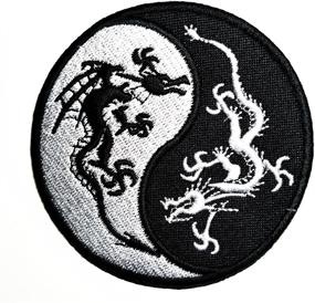 img 1 attached to 🐉 Unique HHO Yin Yang Black & White Dragons China Patch: DIY Embroidered Patches for Stylish Kids Crafts on Bags, Jackets, Jeans & More