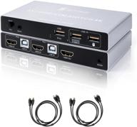 🔌 synvisus 2 port 4kx2k@60hz hdmi kvm switch with hdr ultra hd, hdmi 2.0, hdcp 2.2, 18gbps, kvm switcher 2 in 1 out supporting hotkey switch, auto scan, usb hub &amp; 2 kvm cables 1.5m (5ft) logo
