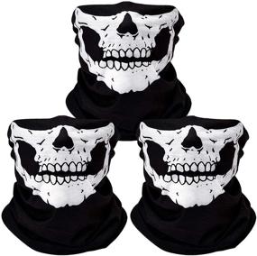 img 4 attached to 🧣 Breathable Skull Face Masks: 3-Piece Seamless Balaclava Headwear Scarf Set