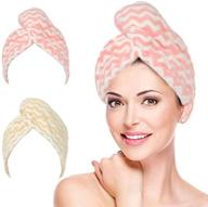 pack of 2 pink stripe hair turban wraps - avanlin microfiber hair towel caps for women and girls, highly absorbent hair drying accessories for wet hair, shower, and twist styles logo