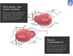 img 2 attached to Philips T2205 Беспроводные наушники True Wireless, Bluetooth 5.1, Голосовой помощник, IPX4 защита от брызг, Микрофон, 12 часов времени воспроизведения с зарядкой USB-C - Красный (TWS)