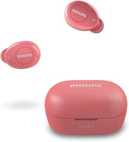 img 4 attached to Philips T2205 Беспроводные наушники True Wireless, Bluetooth 5.1, Голосовой помощник, IPX4 защита от брызг, Микрофон, 12 часов времени воспроизведения с зарядкой USB-C - Красный (TWS)