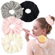 💆 microfiber hair drying scrunchies towel fiber - large jumbo scrunchie for curl hair, shower, wet anti frizz hair products - fast absorbent terry cloth sleep scrunchy gift for women girls logo