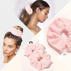 img 2 attached to 💆 Microfiber Hair Drying Scrunchies Towel Fiber - Large Jumbo Scrunchie for Curl Hair, Shower, Wet Anti Frizz Hair Products - Fast Absorbent Terry Cloth Sleep Scrunchy Gift for Women Girls