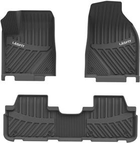 img 4 attached to 🚗 Custom Fit TPE Floor Mats for 2014-2019 Toyota Highlander (No Hybrid), All-Weather Car Mats Floor Liners, 1st & 2nd Row, Black