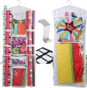 img 4 attached to 🎁 Clorso Hanging Gift Wrap Organizer: 40 Inch, Double Sided Wrapping Paper Storage Organizer - Extra Large & User-friendly Clear Storage Bag with Hanging Hook, Labels, Zippered Pockets - 8 Pockets