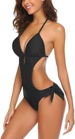 img 2 attached to 👙 ELOVER Women's One-Piece Swimsuit - Sexy Monokini with Cutout Ties - Stylish Swimwear for Beach and Pool - Available in Sizes S-XXL