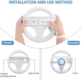 img 3 attached to 2 Pack White Racing Wheel for Wii Controller, Compatible with Mario Kart, GEEKLIN Game Controller Wheel for Nintendo Wii Remote Game-White