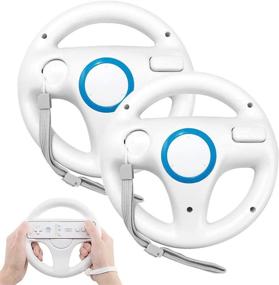 img 4 attached to 2 Pack White Racing Wheel for Wii Controller, Compatible with Mario Kart, GEEKLIN Game Controller Wheel for Nintendo Wii Remote Game-White