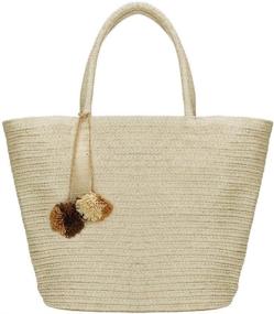 img 4 attached to Womens Straw Woven Handmade Handbag