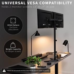 img 2 attached to 💻 VIVO Free-Standing Dual Monitor Stand for 13-27 inch LED LCD Screens, Fully Adjustable Arms with Max VESA 100x100mm, Extra Tall 40 inch Pole, Heavy-Duty Desk Mount, Black, STAND-V012F