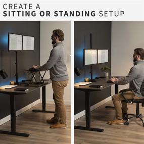 img 1 attached to 💻 VIVO Free-Standing Dual Monitor Stand for 13-27 inch LED LCD Screens, Fully Adjustable Arms with Max VESA 100x100mm, Extra Tall 40 inch Pole, Heavy-Duty Desk Mount, Black, STAND-V012F