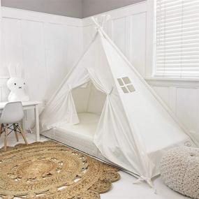 img 3 attached to Premium Quality White Teepee Play Tent Bed Canopy for Twin/Single Mattress – 100% Cotton Canvas Domestic Objects