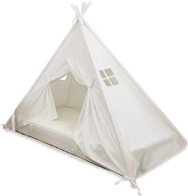 img 4 attached to Premium Quality White Teepee Play Tent Bed Canopy for Twin/Single Mattress – 100% Cotton Canvas Domestic Objects