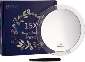 img 4 attached to 🔍 15X Clear Magnifying Mirror with 3 Suction Cups for Makeup Application, Tweezing, and Blackhead/Blemish Removal – Includes Storage Bag, Tweezer, and Reminder Card (6 Inches)