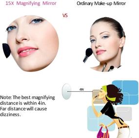 img 1 attached to 🔍 15X Clear Magnifying Mirror with 3 Suction Cups for Makeup Application, Tweezing, and Blackhead/Blemish Removal – Includes Storage Bag, Tweezer, and Reminder Card (6 Inches)