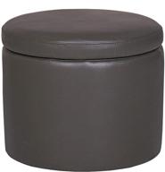 rivet madison modern vegan faux leather round lift-top storage 🪑 tray ottoman pouf - stylish gray design perfect for any space logo