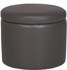 img 4 attached to Rivet Madison Modern Vegan Faux Leather Round Lift-Top Storage 🪑 Tray Ottoman Pouf - Stylish Gray Design Perfect for Any Space