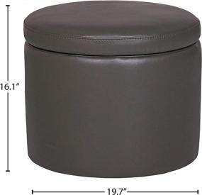 img 1 attached to Rivet Madison Modern Vegan Faux Leather Round Lift-Top Storage 🪑 Tray Ottoman Pouf - Stylish Gray Design Perfect for Any Space