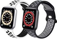 2 пакета мягких и дышащих спортивных силиконовых ремешков для apple watch, совместимые с iwatch серии 7/6/5/4/3/2/1 se, размеры 45 мм 44 мм 42 мм 38 мм 40 мм 41 мм, подходят как для мужчин, так и для женщин. логотип