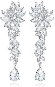 img 4 attached to 💎 Mecresh Bridal Teardrop Crystal Cluster Chandelier Earrings for Women - Perfect Valentine's Day Gift