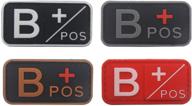 b pos blood type patch kit: tactical 3d pvc rubber fastener bundle (4 pieces, 1.97 x 0.98 inch sized) logo