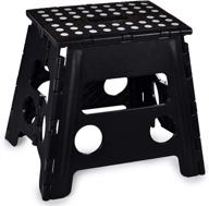 folding step stool 13 inch - anti-skid & sturdy for adults and kids | easy one-flip opening | versatile use in kitchen, bathroom, bedroom | black logo