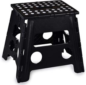img 4 attached to Folding Step Stool 13 Inch - Anti-Skid & Sturdy for Adults and Kids | Easy One-Flip Opening | Versatile Use in Kitchen, Bathroom, Bedroom | Black