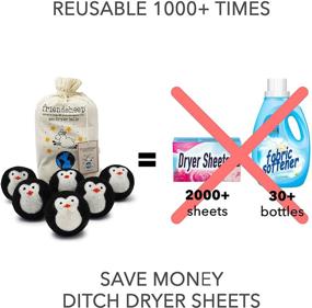 img 3 attached to 🐧 Organic Fair Trade Friendsheep Wool Dryer Balls, Extra Large 6 Pack, Black Penguin - Cool Friends, Reusable Fabric Softener