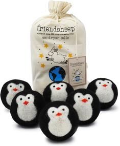 img 4 attached to 🐧 Organic Fair Trade Friendsheep Wool Dryer Balls, Extra Large 6 Pack, Black Penguin - Cool Friends, Reusable Fabric Softener