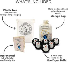 img 1 attached to 🐧 Organic Fair Trade Friendsheep Wool Dryer Balls, Extra Large 6 Pack, Black Penguin - Cool Friends, Reusable Fabric Softener