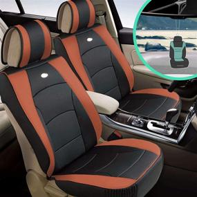 img 4 attached to FH Group Ultra Comfort Highest Grade Faux Leather Car Seat Cushion Pad Seat Covers Interior Accessories