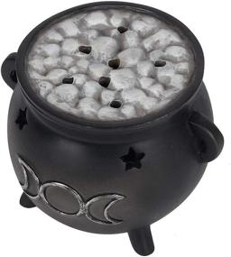 img 1 attached to 🌙 Triple Moon Cauldron Incense Holder with Earth-Friendly Green Tree Design