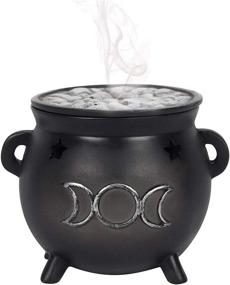 img 4 attached to 🌙 Triple Moon Cauldron Incense Holder with Earth-Friendly Green Tree Design